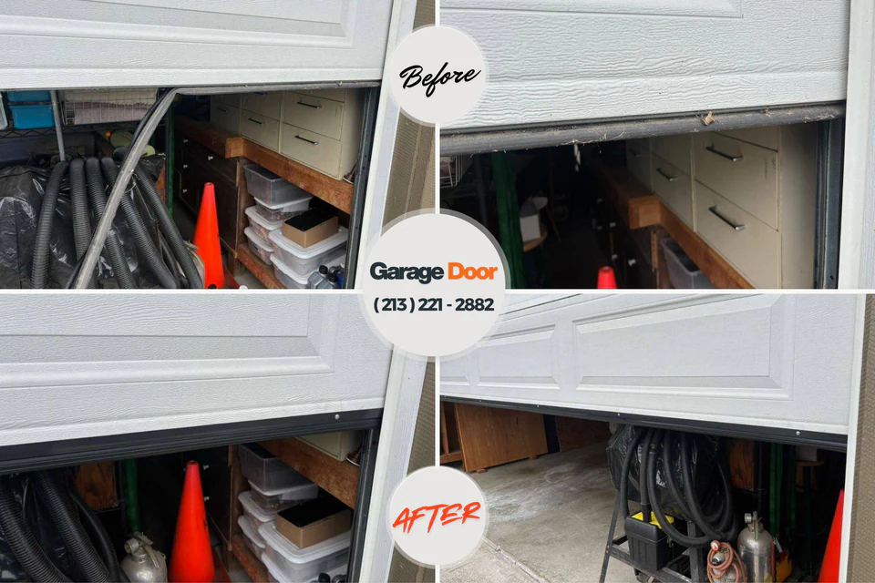 Before and after: garage door repair Prestbury, IL